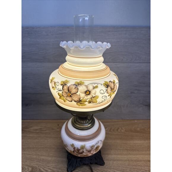 Vintage Accurate Casting Handpainted Hurricane Lamp 19” W/ 3-Way Switch - Picture 1 of 14